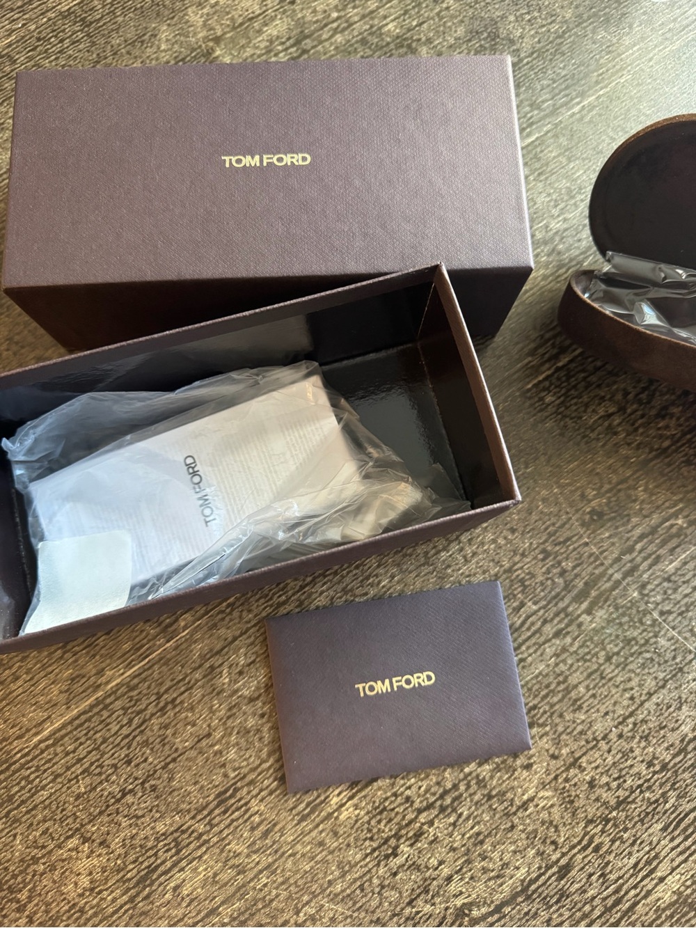 Tom Ford Brown and Gold Branded Eyewear Case and Box Set
